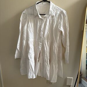 White Button-Up Shirt Dress